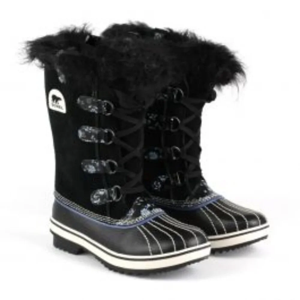 Sorel‎ Women’s Winter Snow Boots Size 7 Black Fur Trim Waterproof